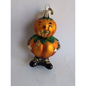 Vtg Old World Christmas Glass Ornament Pumpkin Man Jack O Lantern Halloween